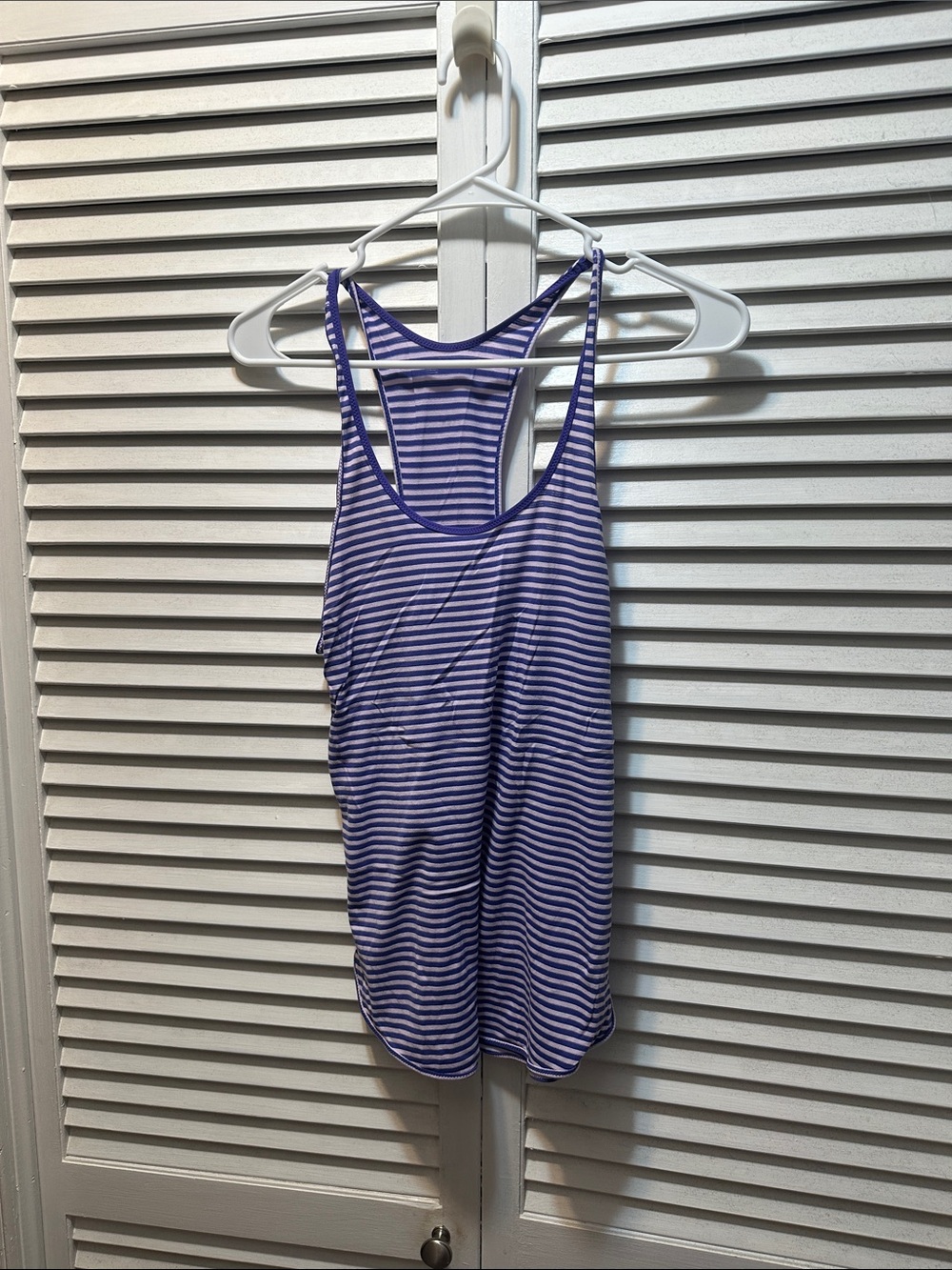 lululemon athletica Purple and White Striped Racerback Tank
